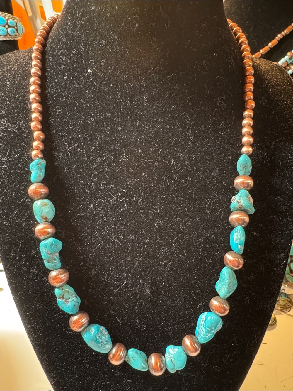 Kingsman Turquoise and Copper Bead Necklace - Women Jewelry